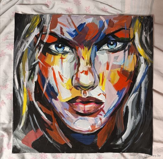 Картина акрилом на бумаге, 50*50