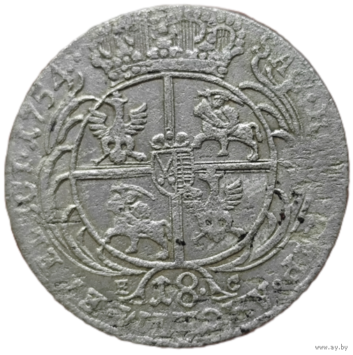 Польша 18 грошей, 1754 года. Август III