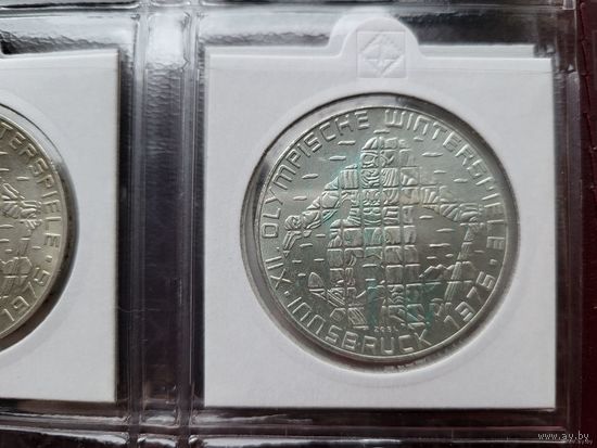 100 шиллингов 1975 Серебро 24 грамм 640 пробы 0,494 унции! Австрия XII зимние Олимпийские Игры, Инсбрук 1976 - Лыжник (Щит - Вена)! ВОЗМОЖЕН ОБМЕН!