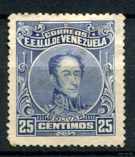 Венесуэла - 1924/28г. - Симон Боливар, перф. 14, 25 с - 1 марка - чистая, без клея, есть несколько маленьких пятен на лицевой стороне [Mi 109 C]. #4-W1-109-A-2