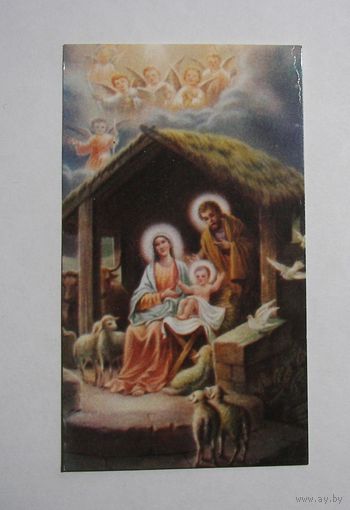 Календарик 1991г. Рождение Иисуса. Ангелы спускаются с небес.