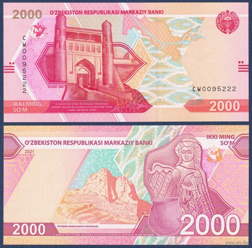 Узбекистан, 2000 сум 2021 г, P-W87 (CW, цитадель Арк в Бухаре), UNC