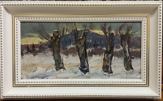 Данциг М.В "За городом", 1965г. Холст, масло на картоне. Размер с родной рамой 65х40 см.