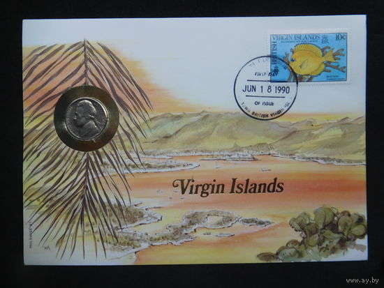 США Виргинские острова 5 центов 1968 г конверт первого дня КПД
