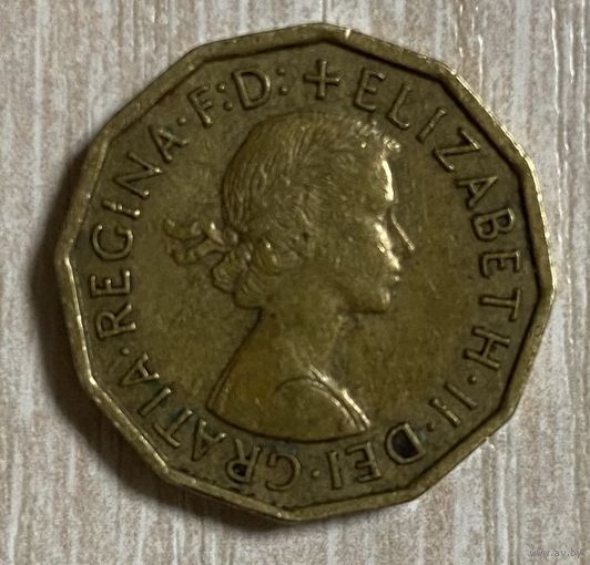 Монета. Великобритания. 3 пенса 1960 год.
