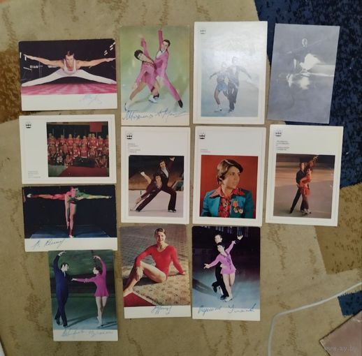 Фотокарточки, открытки олимпийские чемпионы СССР, многие с автографами