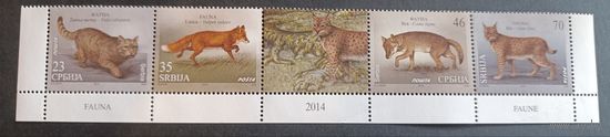Сербия 2014. Фауна. Сцепка 4 марки