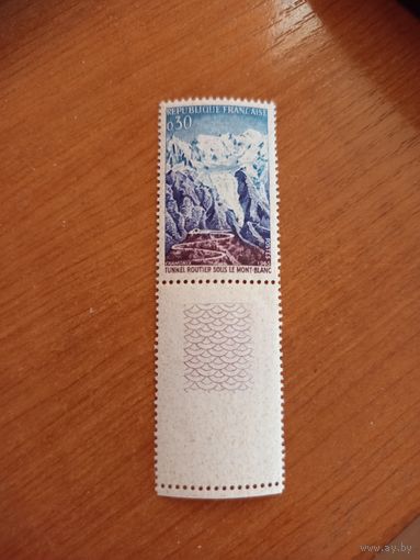 1965 Франция чистая клей MNH** с купоном открытие автомобильного тоннеля Монблан автотранспорт автомобиль (1-6)