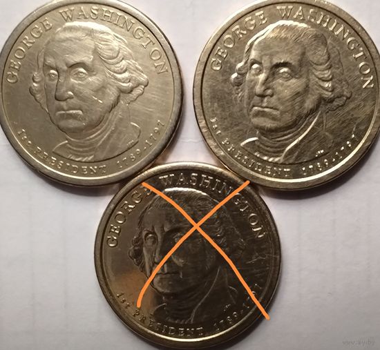 1 доллар США 2007 г. 1-й Президент Джордж Вашингтон