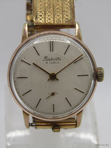 С рубля! В отличном коллекционном состоянии! "Ракета". Часы на ходу. Позолоченные Ау. СССР. м