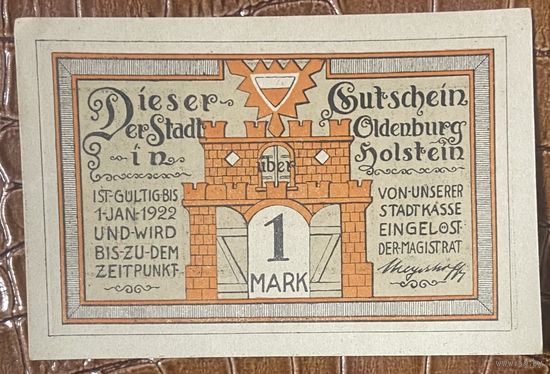 Нодгельд 1 марка 1922 год. Ольденбург. Веймарская республика