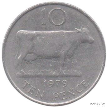 Бейливик Гернси. 10 пенсов (пенни) 1979. Фауна. Гернсийская корова.