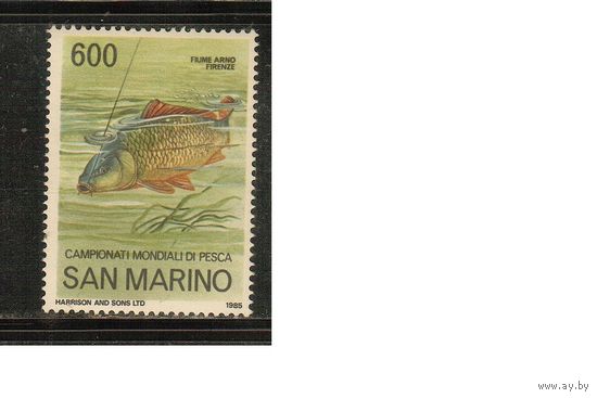 Сан-Марино-1985(Мих.1328) , **  ,  Фауна, Рыбы, Рыбалка,(одиночка)