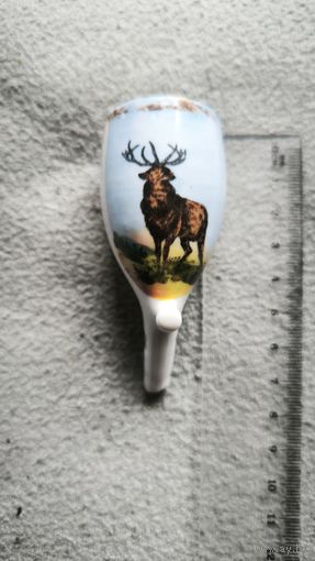 Антикварная фарфоровая чашка трубки."Олень в горах". Германия.19в Охотничья серия "Егерьская"