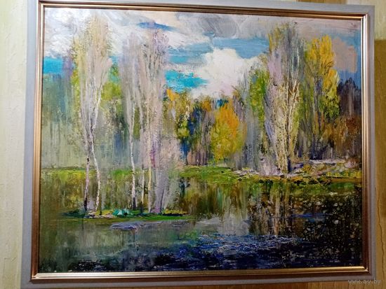 Изоитко А. "Разлив", Витебск 2000г. 54х45см фанера масло