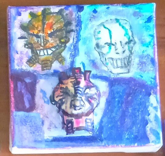 Объемная картина холст подрамник акрил 10 на 10 см ручная работа сюрреализм