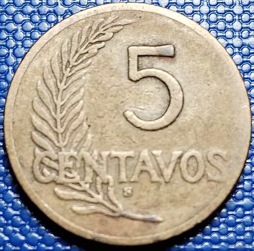 Перу 5 сентаво 1943 г. "S" монетный двор Сан-Франциска.