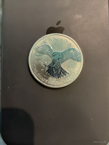 5 долларов серебро Канада 9999