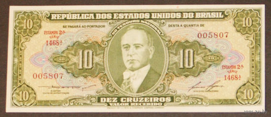Бразилия 10 крузейро 1953 UNC