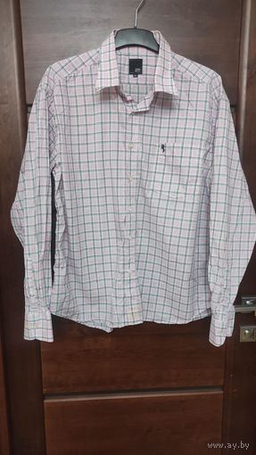 Легкая рубашка на 52-56 размер, отличное состояние, хлопок. Красивого светло-розового цвета. Длина 78 см, длина рукава 65 см, ПОгруди 62,5 см, ПОталии 61 см.