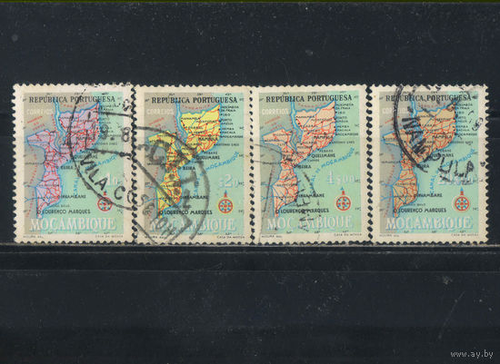 Португалия Заморская провинция Мозамбик 1954 Карта Стандарт #441-2,444,448