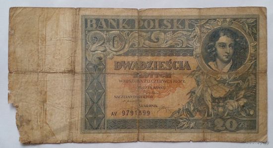 Польша 20 злотых 1931 г. Серия AV 9791899