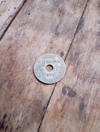 ФРАНЦУЗСКИЙ ТУНИС 25 сантим 1920 год( нечастая)