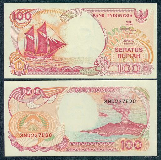 Индонезия 100 рупий 1992 1999 год, UNC
