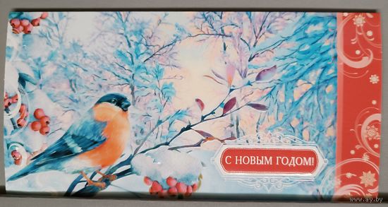 Снегирь. С Новым годом! Открытка с конвертом, двойная, 2024