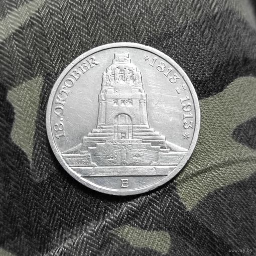 3 марки(1913г.) "100 лет битве народов". Саксония.Серебро0.900