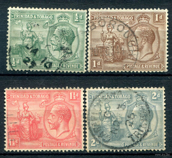 Британские колонии - Тринидад и Тобаго - 1922/28г. - Британия, король Георг V - 4 марки - гашёные. #4-B5-136-A-1