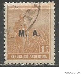 Аргентина. Крестьянин. Доплатная марка. Надпечатка. 1911г. Mi#157.