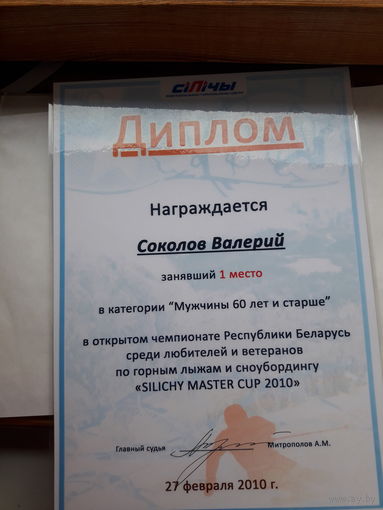 Диплом спортивный Силичи