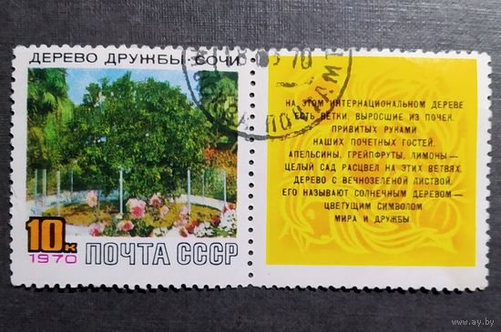 Марка СССР 1970 год Дерево дружбы