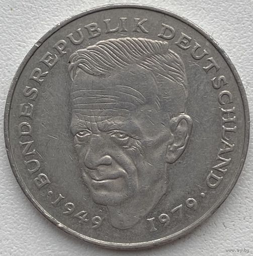 Германия 2 марки 1990 г. F. Курт Шумахер. 30 лет Федеративной Республике (1949-1979)