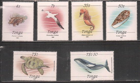 Тонга -1989(Мих.1063-1068) , ** , Морская фауна, (полная серия),