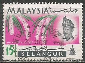 Малайские штаты(Селангор). Цветы. Орхидея Ранхостилис. 1965г. Mi#103.