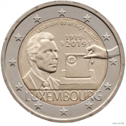 Люксембург 2 евро, 2019 100 лет всеобщему избирательному праву в Люксембурге UNC