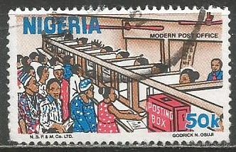 Нигерия. Почтамт в Лагосе. Почтовые технологии. 1986г. Mi#484.