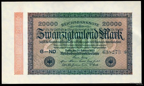 Германия. 20.000 Марок 1923 P85a UNC