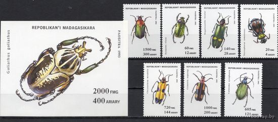 Мадагаскар 1993. Жуки 7марок+блок (1656-62)