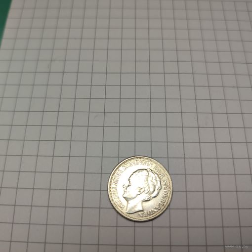 Нидерланды  25 центов 1941 года.Вильгельмина  .Серебро.