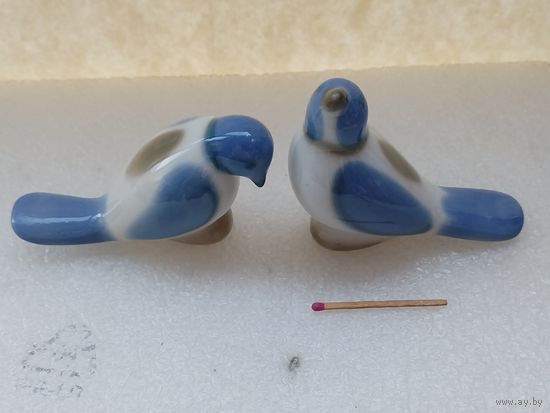 Парные фарфоровые статуэтки "Птички". Дмитровский фарфоровый завод, Вербилки