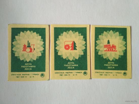 Спичечные этикетки ф.Туринск. День работника леса. 1981 год