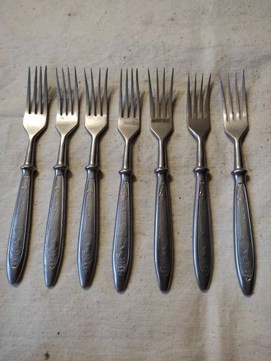 Вилки СССР, столовые, ОЛЕНЬ, нерж., комплект 6 шт. ( + 1шт. - в подарок ). См. описание.