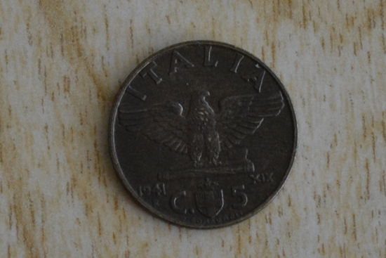 Италия 5 чентезимо 1941 с 1 руб