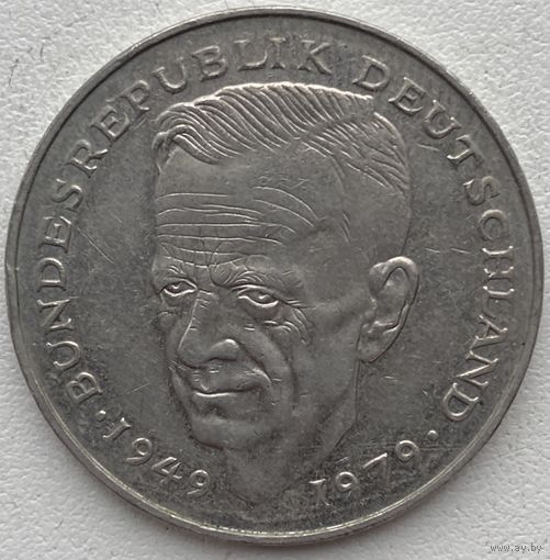 Германия 2 марки 1989 г. D. Курт Шумахер. 30 лет Федеративной Республике (1949-1979)