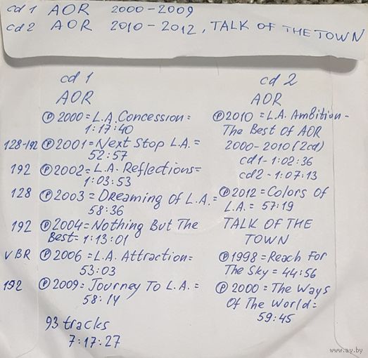 CD MP3 дискография AOR, TALK OF THE TOWN на 2 CD