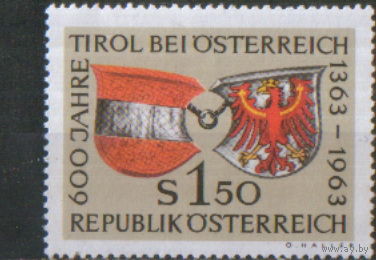 Полная серия из 1 марки 1963г. Австрия "600 лет присоединению Тироля к Австрии" MNH