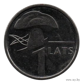 Латвийская Республика. Латвия /ІІ Республика/. 1 лат 2004. Белый гриб. Нечастая.